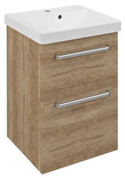 SAPHO THEIA Zidna Umivaonička Ormar S Dvije Ladice, Drvo Dub, 46,4x70x44,2cm