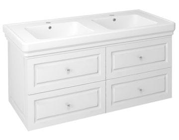 SAPHO VIOLETA Dvostruka Umivaonička Zidna Komoda, Bijela Polupolirana, 116x52x48,5cm