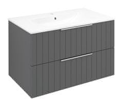 SAPHO CIRASA STRIP Zidna Kupaonska Komoda 80 cm, Crna, MDF/lamino