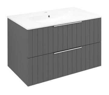 SAPHO CIRASA STRIP Zidna Kupaonska Komoda 80 cm, Crna, MDF/lamino