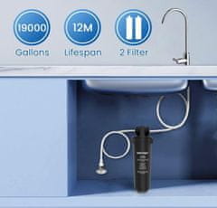 Nikcorp Filtar za vodu ispod sudopera s NSF certifikatom, sustav za uklanjanje olova i klora, 72.000 l, sa slavinom od nehrđajućeg čelika