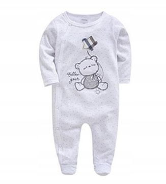 Nikcorp Dječji kombinezon za bebe, 6-9 mjeseci, pamučni bodi, bijeli s motivom medvjedića, mekana i sigurna tkanina, visina 73-80 cm
