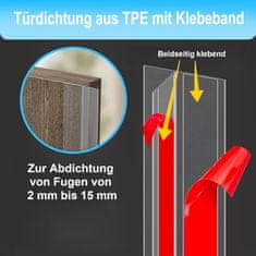Nikcorp Brtva za vrata i prozore, samoljepljiva, 3 m x 31 mm, prozirna, TPE materijal, zaštita od propuha, buke i prašine, T-oblik