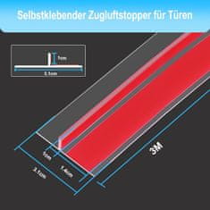 Nikcorp Brtva za vrata i prozore, samoljepljiva, 3 m x 31 mm, prozirna, TPE materijal, zaštita od propuha, buke i prašine, T-oblik