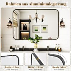 Nikcorp Zidno ogledalo 51 x 71 cm, aluminijski okvir, crno, moderno pravokutno ogledalo za kupaonicu, hodnik ili dnevni boravak