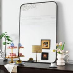 Nikcorp Zidno ogledalo 51 x 71 cm, aluminijski okvir, crno, moderno pravokutno ogledalo za kupaonicu, hodnik ili dnevni boravak