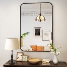 Nikcorp Zidno ogledalo 51 x 71 cm, aluminijski okvir, crno, moderno pravokutno ogledalo za kupaonicu, hodnik ili dnevni boravak