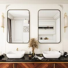 Nikcorp Zidno ogledalo 51 x 71 cm, aluminijski okvir, crno, moderno pravokutno ogledalo za kupaonicu, hodnik ili dnevni boravak