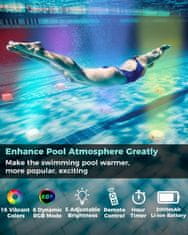 Nikcorp LED rasvjeta za bazen, 2 komada, podvodna RGB svjetla IP68, daljinski upravljač, punjiva baterija 2000 mAh, rad do 10 h