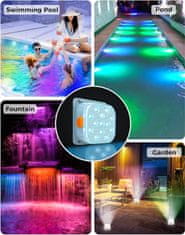 Nikcorp LED rasvjeta za bazen, 2 komada, podvodna RGB svjetla IP68, daljinski upravljač, punjiva baterija 2000 mAh, rad do 10 h