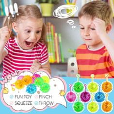 Nikcorp Antistres loptice Ježići sa svjetlom i zvukom, set 18 komada, mekana guma s LED osvjetljenjem i vezicom za prst, promjer 5,5 cm