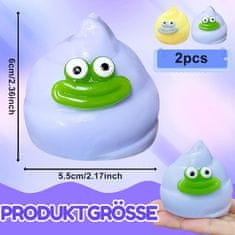Nikcorp Antistresna loptica Squishy Poo Monster, set od 2 komada, ljubičasto-žuta senzorna igračka za djecu i odrasle, TPR materijal