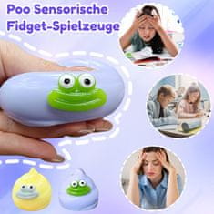 Nikcorp Antistresna loptica Squishy Poo Monster, set od 2 komada, ljubičasto-žuta senzorna igračka za djecu i odrasle, TPR materijal