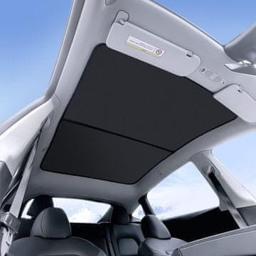 Nikcorp Sjenilo za sunce za Tesla Model Y, krovno, prednje i stražnje, sklopivo, zaštita od UV zraka i topline, crno-srebrno, 2 komada