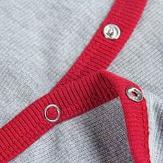 Nikcorp Ženski bodi dugih rukava s dubokim V-izrezom, rebrasti elastični materijal, boja sivo-vinskocrvena, veličina M