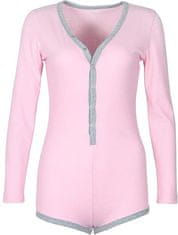 Nikcorp Ženski bodi dugih rukava s V-izrezom, rebrasti rastezljivi materijal, elegantan uski kroj, ružičasto-siva boja, veličina M