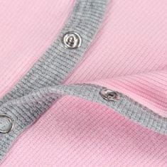 Nikcorp Ženski bodi dugih rukava s V-izrezom, rebrasti rastezljivi materijal, elegantan uski kroj, ružičasto-siva boja, veličina M