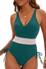 Nikcorp Jednodijelni kupaći kostim za mršavljenje s visokim strukom, V-izrezom, naborima i push-up efektom, podesiv, crna boja, vel. M