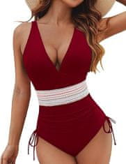 Nikcorp Jednodijelni kupaći kostim za mršavljenje s visokim strukom, push-up grudnjak, podesive naramenice, V-izrez, crno-bijeli, M