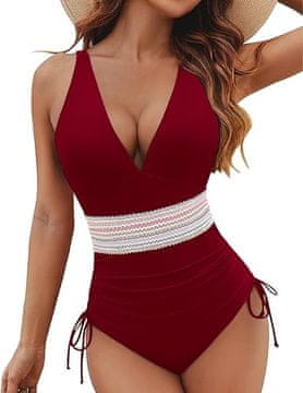 Nikcorp Jednodijelni kupaći kostim za mršavljenje s visokim strukom, push-up grudnjak, podesive naramenice, V-izrez, crno-bijeli, M