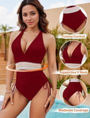Nikcorp Jednodijelni kupaći kostim za mršavljenje s visokim strukom, push-up grudnjak, podesive naramenice, V-izrez, crno-bijeli, M