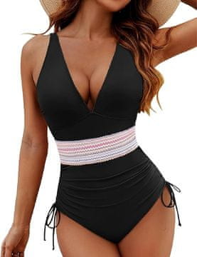 Nikcorp Jednodijelni ženski kupaći kostim s visokim strukom, push-up efektom i V-izrezom, dizajn za oblikovanje figure, veličina L