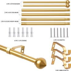 Nikcorp Karniša zlatna podesiva 76-200 cm, promjer 19 mm, s ukrasnim nastavkom u obliku stožca, čelična, otporna na koroziju