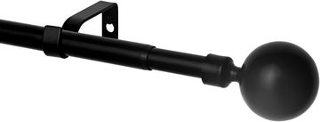 Nikcorp Karniša za zavjese crna podesiva, 76-200 cm, metalna karniša s dekorativnom kuglom, promjer 19 mm, set s nosačima i priborom