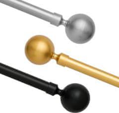 Nikcorp Karniša za zavjese crna podesiva, 76-200 cm, metalna karniša s dekorativnom kuglom, promjer 19 mm, set s nosačima i priborom