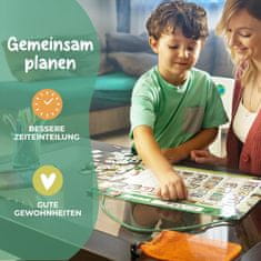 Nikcorp Tjedni planer za djecu, magnetska ploča Montessori s 200 magneta, edukativni zidni kalendar aktivnosti i rutine, sivi