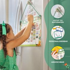 Nikcorp Tjedni planer za djecu, magnetska ploča Montessori s 200 magneta, edukativni zidni kalendar aktivnosti i rutine, sivi