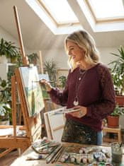 Nikcorp Ženska bluza s čipkom i puf rukavima, vafli pletivo, okrugli izrez, elegantan džemper opuštenog kroja, bordo boja, veličina XXL