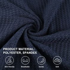 Nikcorp Ženska bluza dugih rukava s čipkom, puf rukavi, vafle pletivo, elegantan labavi kroj, okrugli izrez, tamnoplava, veličina L