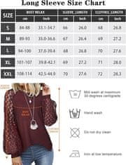 Nikcorp Ženska bluza dugih rukava s čipkom, puf rukavi, vafli pletivo, elegantan labavi kroj, okrugli izrez, crna, veličina XL