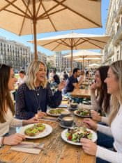 Nikcorp Ženska bluza dugih rukava s čipkom, puf rukavi, vafle pletivo, elegantan labavi kroj, okrugli izrez, tamnoplava, veličina L