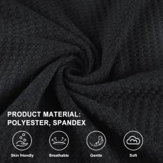 Nikcorp Ženska bluza dugih rukava s čipkom, puf rukavi, vafli pletivo, elegantan labavi kroj, okrugli izrez, crna, veličina XL