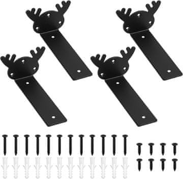 Nikcorp Nosači za police 12,5 cm čelični zidni držači za nevidljivu montažu, efekt plutajuće police, crni mat, set 4 komada