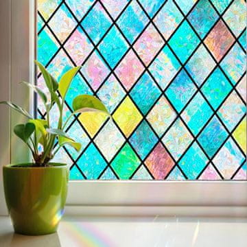 Nikcorp Dugina folija za prozore s 3D efektom, samoljepljiva statička folija za privatnost i UV zaštitu, PVC materijal, 50x300 cm