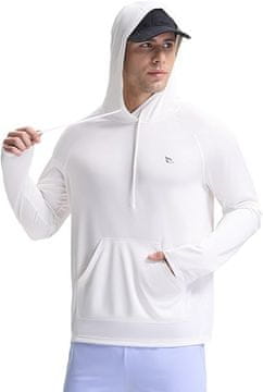 Nikcorp Majica s kapuljačom za plivanje i UV zaštitu, brzosušeća, otporna na klor, dugi rukavi, džep, bijela, veličina 3XL