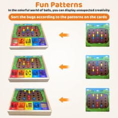 Nikcorp Drvena igra razvrstavanja kukaca edukativni set od 25 elemenata, Montessori igračka za učenje boja i razvoj motorike, 2+ god.