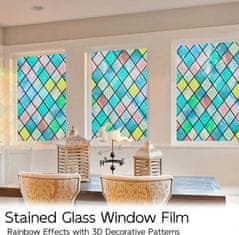 Nikcorp Dugina folija za prozore s 3D efektom, samoljepljiva statička folija za privatnost i UV zaštitu, PVC materijal, 50x300 cm