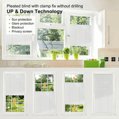 Nikcorp Plisirana roleta bez bušenja Klemmfix bijela, plisa za prozor 60x130 cm, neinvazivna montaža, visokokvalitetni poliester