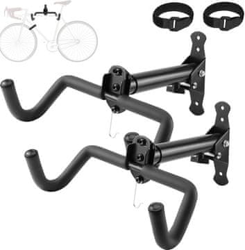 Nikcorp Zidni držač za bicikl podesivi, set 2 komada, teleskopska sklopiva vješalica od čelika sa zaštitnom spužvom za garažu i dom