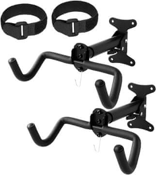Nikcorp Zidni držač za bicikl, set 2 komada, sklopiva vješalica s podesivom duljinom ruke do 32 cm, čelični stalak za zid, nosivost 25 kg