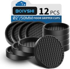 Nikcorp Podlošci za namještaj okrugli protuklizni, zaštita za podove i ublažavanje vibracija, 76 mm, 12 komada, crna boja