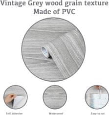 Nikcorp Samoljepljiva folija za namještaj, zidove i radne ploče, uzorak sivo drvo, tekstura godova, PVC, 44x300 cm, debljina 0,24 mm