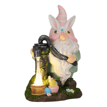 Nikcorp Vrtna figura patuljak sa solarnom lampom, skulptura jež pod gljivom od smole, vodootporni ukras za vrt i terasu, 8h rada