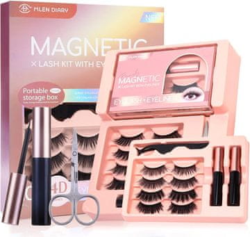 Nikcorp Magnetne trepavice set s magnetnim tušem i aplikatorom, 10 parova različitih stilova, višekratne, vodootporne, svilena vlakna