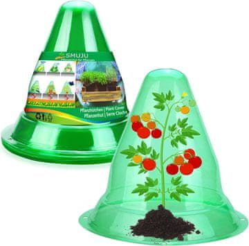 Nikcorp Zaštita za biljke i sadnice protiv puževa, vrtna zvona mini staklenik, zelena PET plastika, 26,5x24,5 cm, set 15 komada