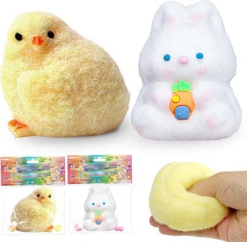 Nikcorp Antistres igračke Gniotki Squishy za stiskanje, set 2 komada (Pile i Zec), mekani TPR materijal za dekompresiju i fokus deteta